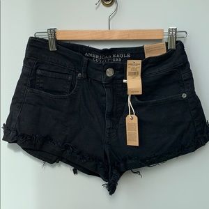 Black High-Rise American Eagle Denim Shorts